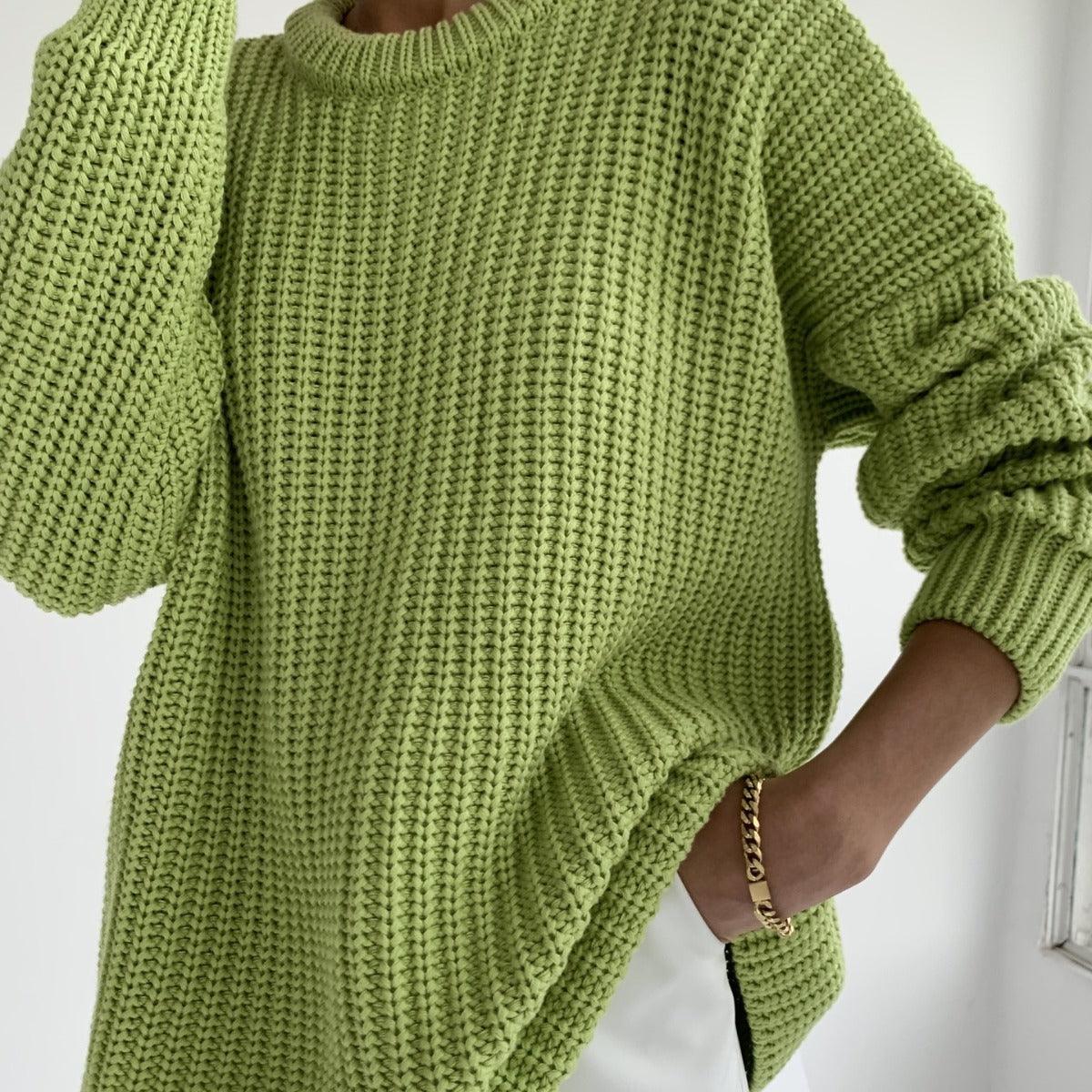 Loose Solid Color Sweater for Casual Comfort My Store 