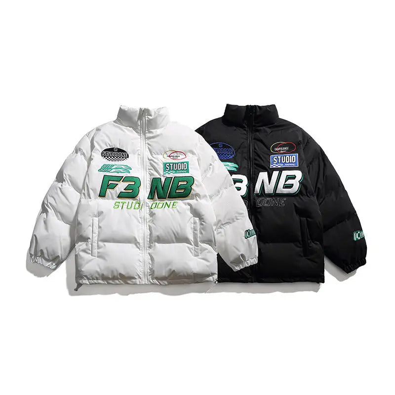 Solid Color Racing Embroidered Jacket My Store 