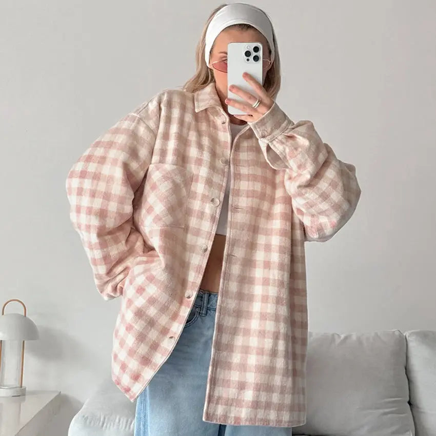 Plaid Loose Fashion Coat My Store  34.15