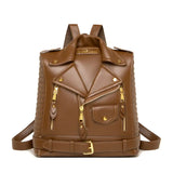 Trendy Leather Textured Jacket Backpack My Store  48.02