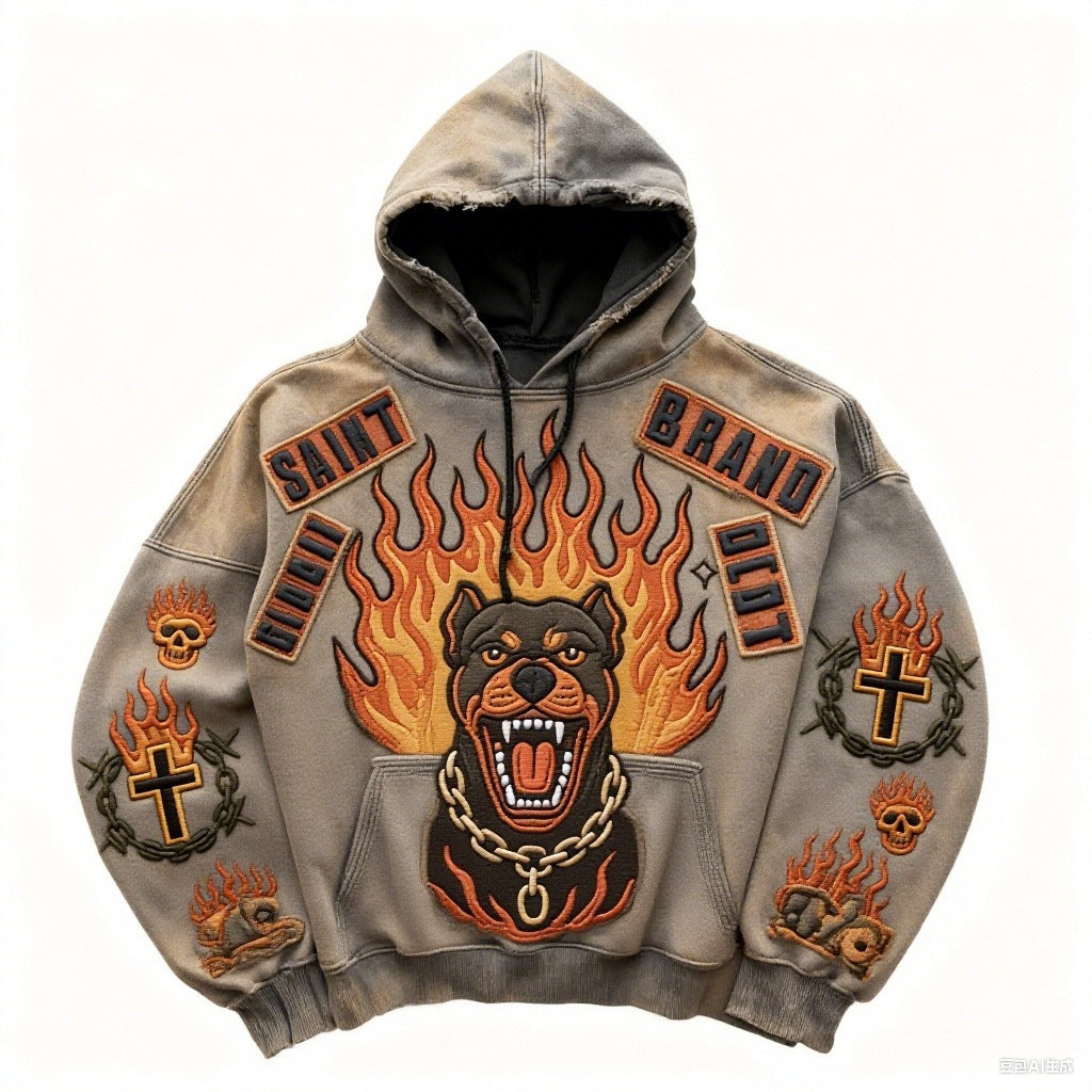 Retro Print Loose Fit Hoodie MRC STORE 