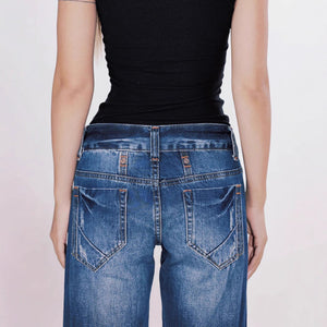 Women’s Retro Jeans - Low Waist Washed Blue My Store 