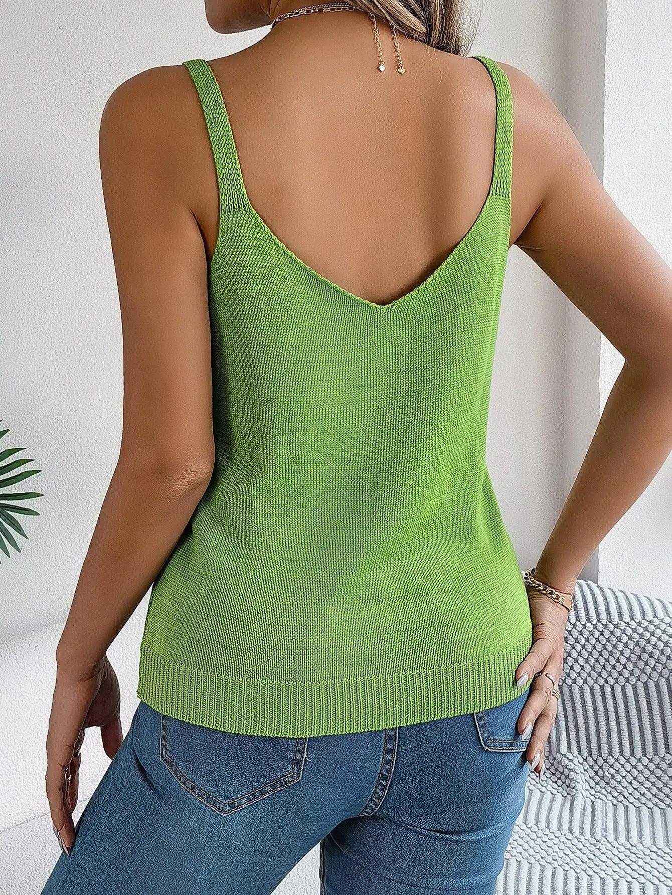 V-Neck Metal Buckle Sweater - MRC STORE