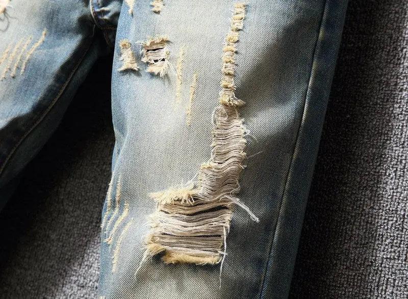 Hong Kong Style Ripped Jeans - MRC STORE