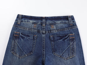 Women’s Retro Jeans - Low Waist Washed Blue My Store 