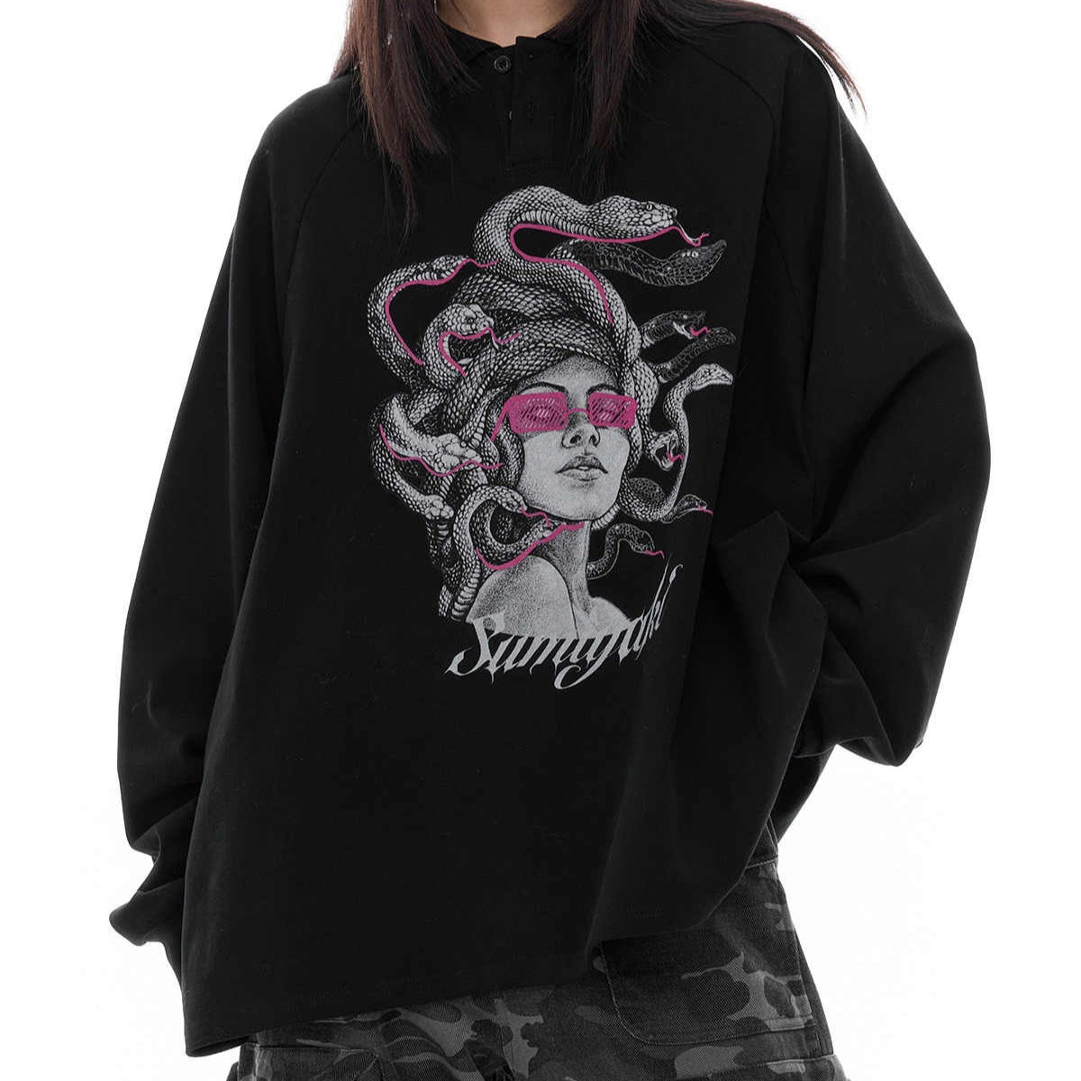 Knitted Medusa Snake Long Sleeved Streetwear Polo Sweater – Autumn & Winter Top My Store 