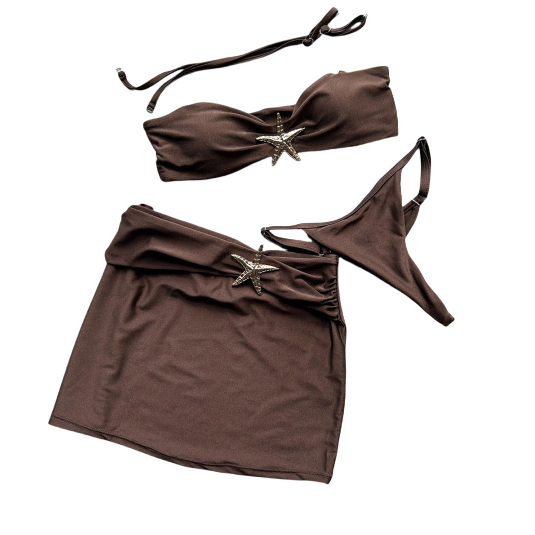Women’s Split Swimsuit - Solid Color Three-Piece My Store 