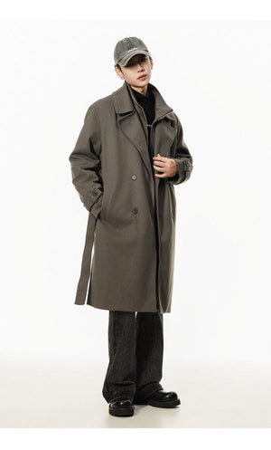 Double Breasted Men's Over the Knee Trench Coat – High Grade Elegance - MRC STORE