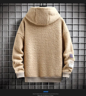 Cozy Sherpa Fleece Hoodie with Utility Patch Detail My Store 