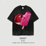 Women’s Street T-Shirt - Washed Cartoon Loose Top My Store  27.86
