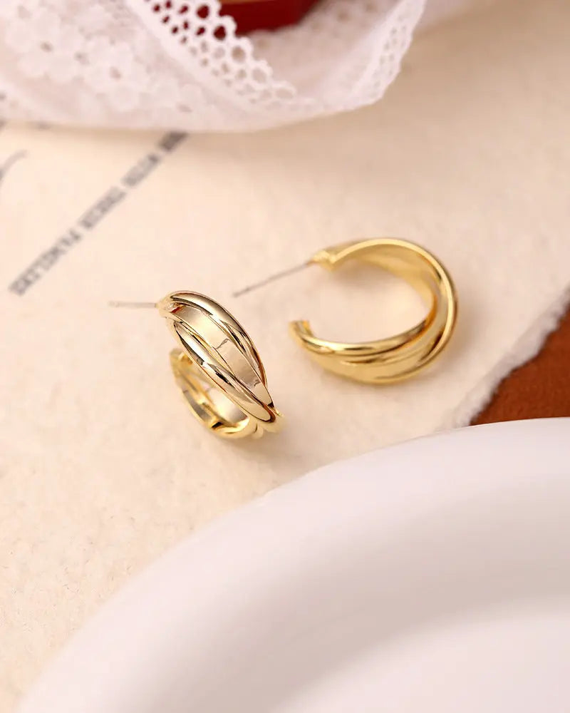 Matte Gold Geometric Ear Studs My Store 