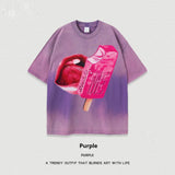 Women’s Street T-Shirt - Washed Cartoon Loose Top My Store  27.86