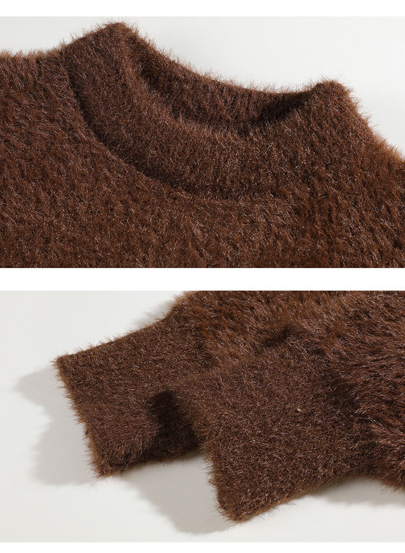 Autumn Solid Color Faux Mink Knit Sweater MRC STORE 