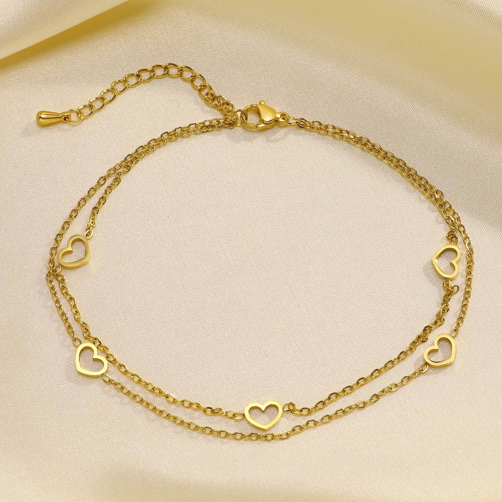 Women's Stainless Steel Double-Layer Heart Snake Anklet - MRC STORE