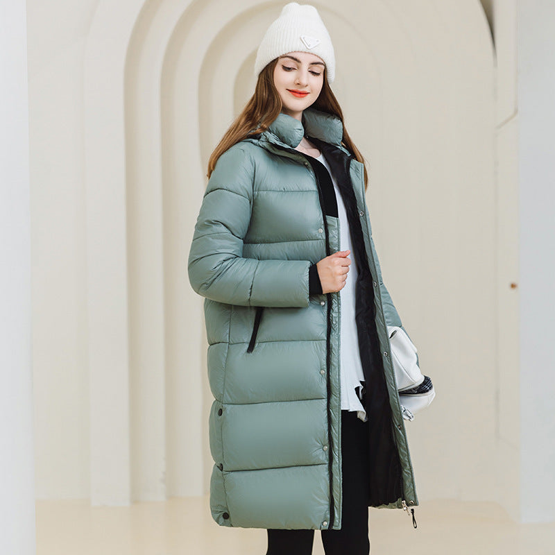 Women’s Long Hooded Winter Coat – Warm Cotton Jacket with Pockets for Cold Weather My Store  37.62