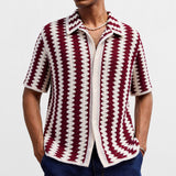 Men’s Knitwear Shirt - Vintage Stripe Hollow My Store 