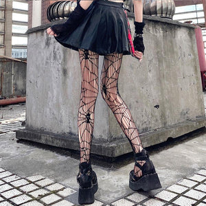 Women's Black Skull Fishnet Stockings for Halloween - Thin Polyester Design My Store 