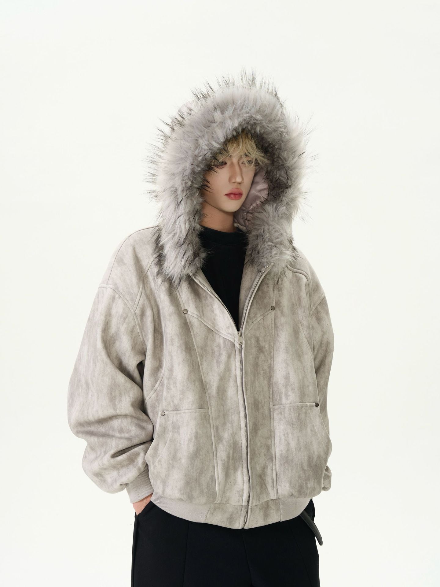 Hooded Large Fur Collar Cotton-Padded Coat MRC STORE  60.00