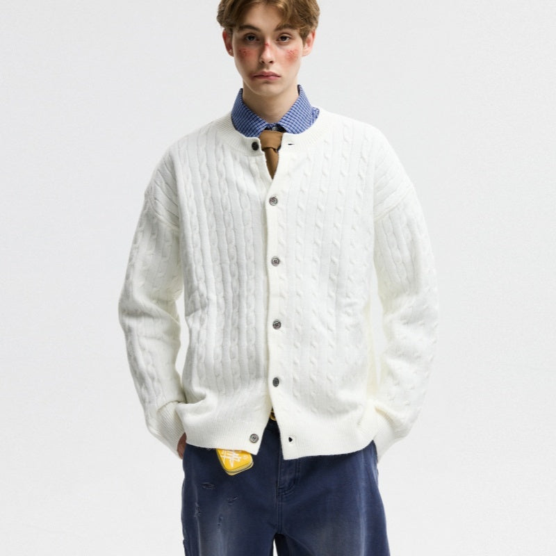 Unisex Twisted Solid Color Sweater Cardigan MRC STORE  82.99