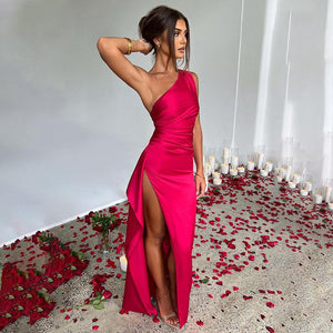 Elegant One-Shoulder Satin Dress My Store  27.26