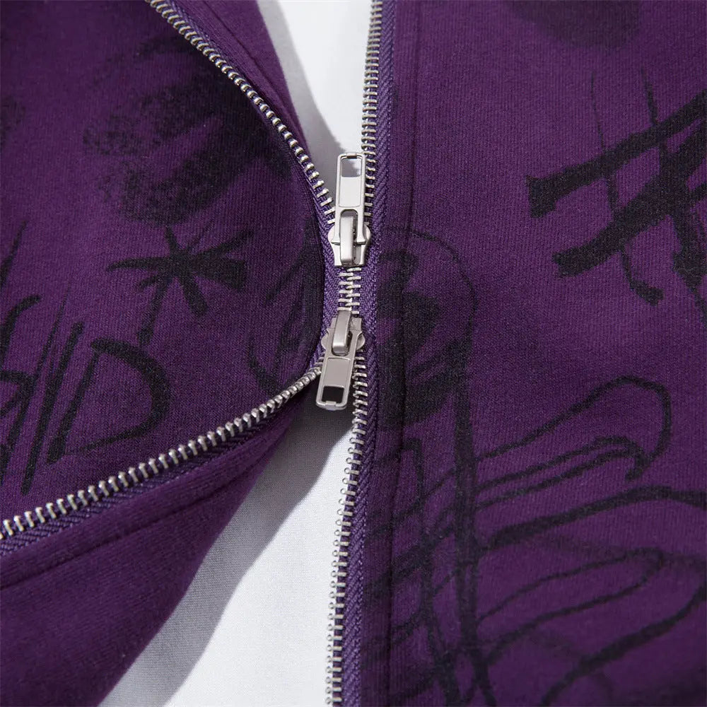 Graffiti Print Hooded Sweatshirt My Store 