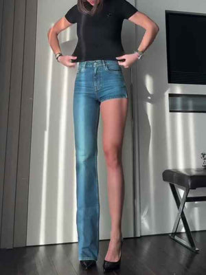 Fashion Single-shoulder Shorts Irregular Jeans