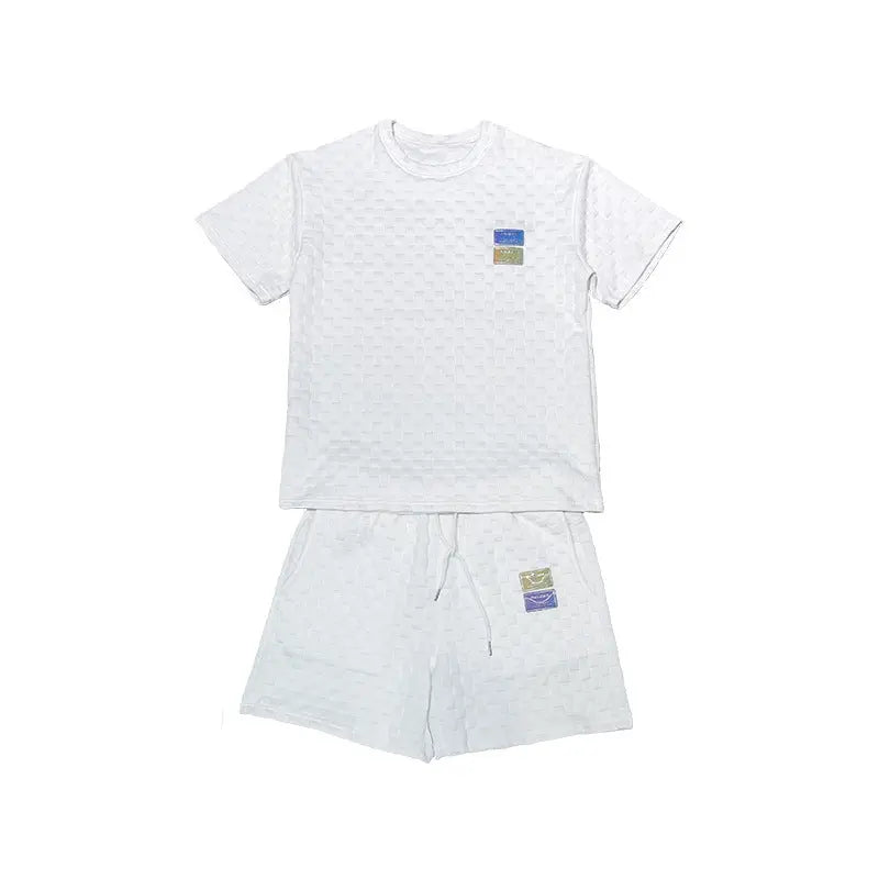 Waffle Short Sleeve Shorts Set My Store 