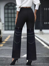 Women’s Denim Knit Pants - Elastic Waist Spliced My Store  32.30