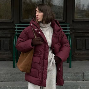 Wine Red Hooded Cotton Jacket MRC STORE 