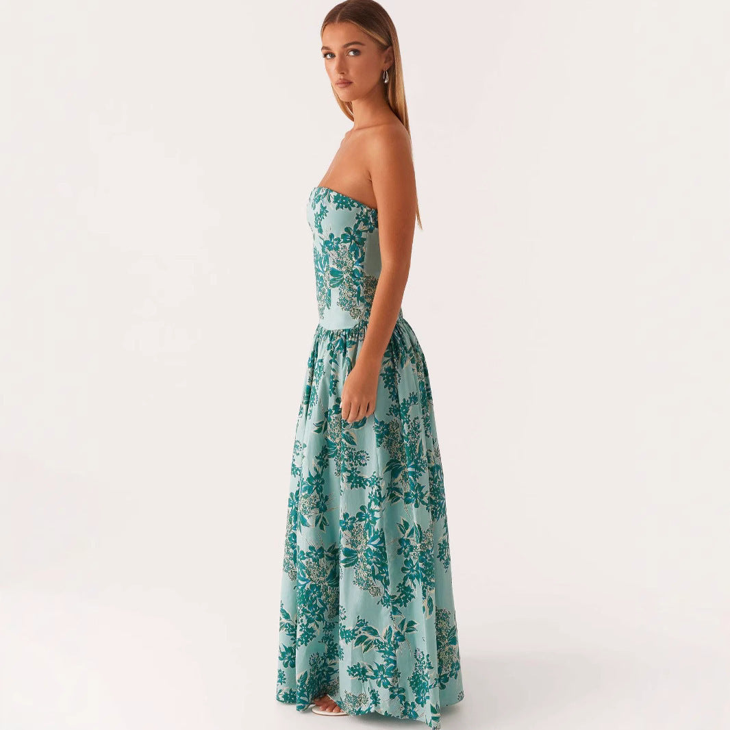 Women’s Tube Top Dress - Printed Long Style My Store 