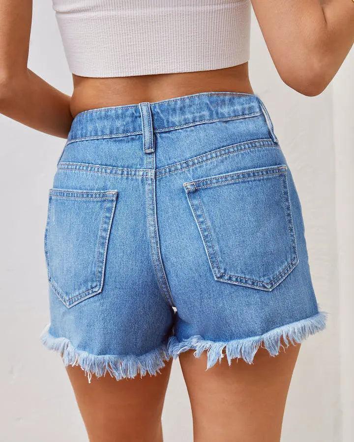 Ripped Denim Shorts - MRC STORE