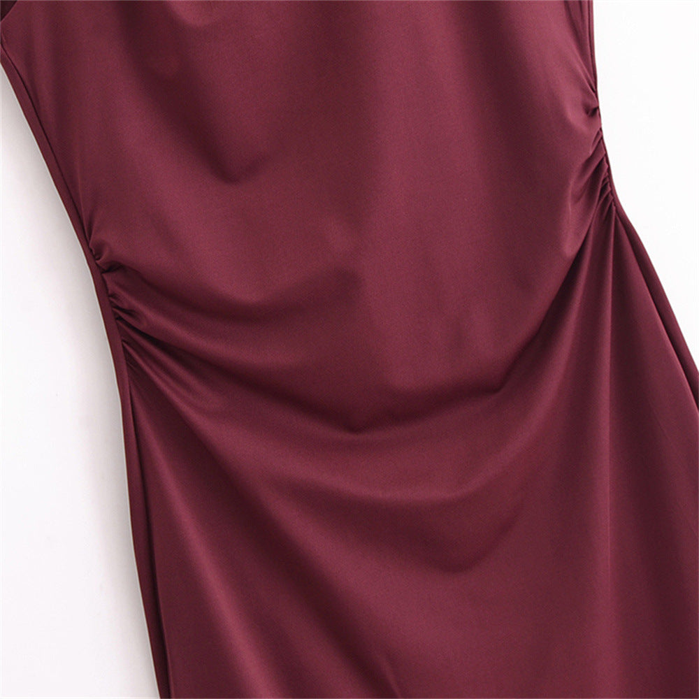 Satin Sleeveless Pleated Dress MRC Store 