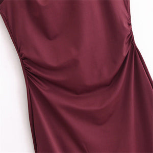 Satin Sleeveless Pleated Dress MRC Store 