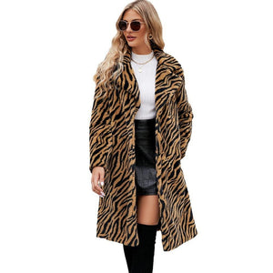 Women's Faux Fur Zebra Print Coat My Store 