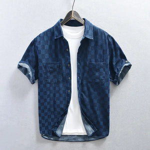 Men's Plaid Casual Denim Shirt My Store  34.33