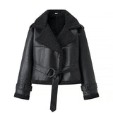 Short Flared Fur-Lined Coat with Collar MRC STORE  50.00