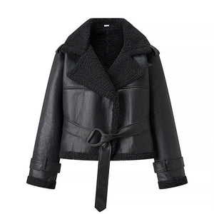 Short Flared Fur-Lined Coat with Collar MRC STORE  50.00