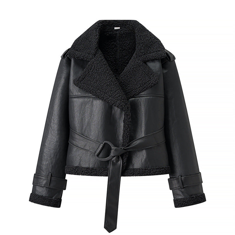 Short Flared Fur-Lined Coat with Collar MRC STORE  50.00