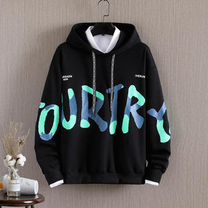 Printed Letter Loose Casual Hoodie – Long-Sleeved Cotton Pullover for Autumn My Store  30.93