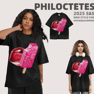 Women’s Street T-Shirt - Washed Cartoon Loose Top My Store 
