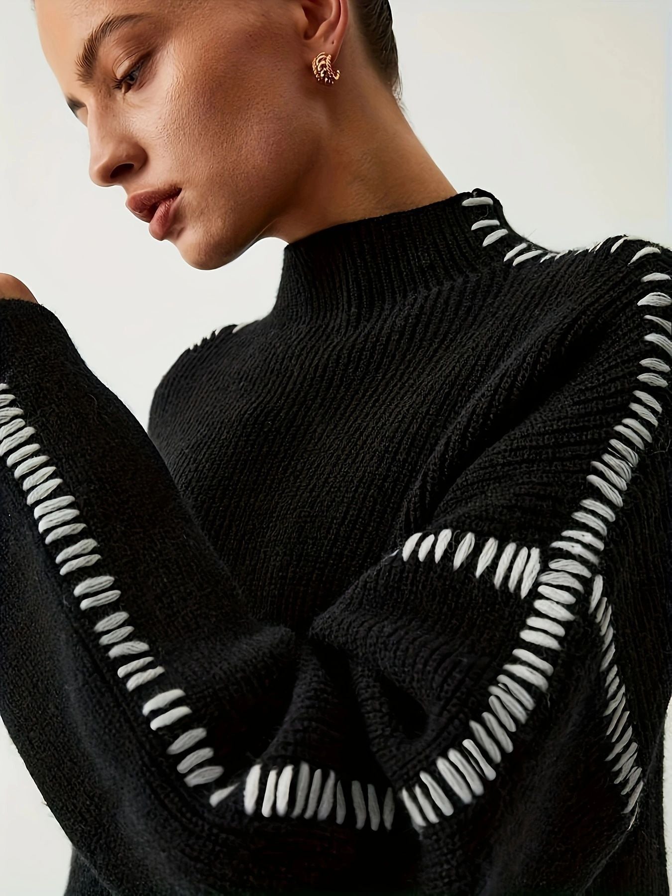 Women’s Black Round Neck Long Sleeve Top My Store 