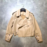 Elegant Women's Genuine Leather Jacket - Sheepskin Short Coat for Stylish Commutes My Store  75.26