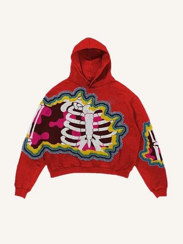 Colorblock Skull Print Pocket 3D Hoodie - Multiple Colors My Store  25.93