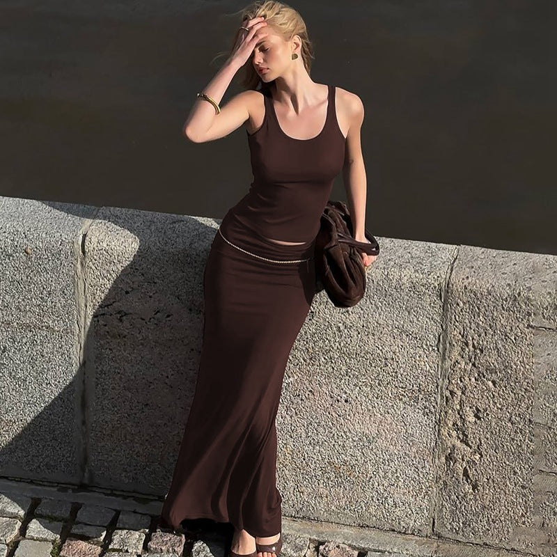 Women’s Vest Skirt Suit - Slim Pleated Set My Store 