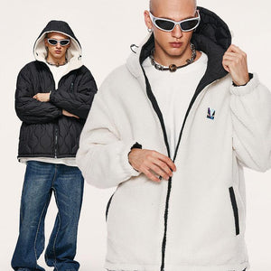 Double-Sided Lambswool Hooded Cotton Jacket - Ultimate Comfort and Warmth My Store 