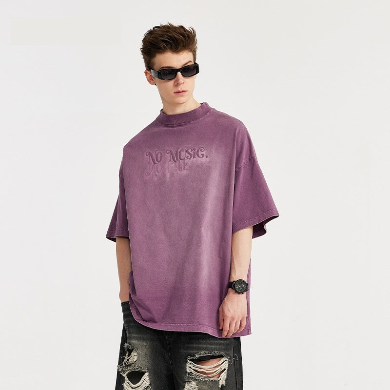 Men's Dyed 3D Letter Print T-Shirt – Vibrant Street Style for Youth