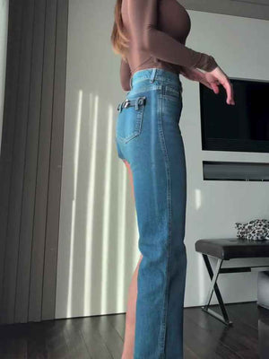 Fashion Single-shoulder Shorts Irregular Jeans