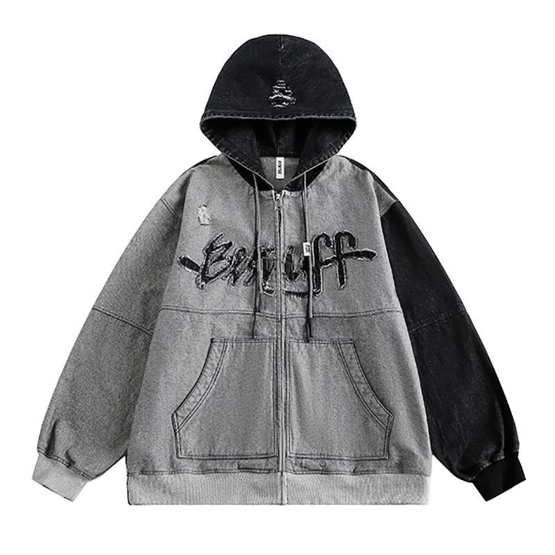 Irregular Stitching Hooded Denim Jacket for Women My Store 