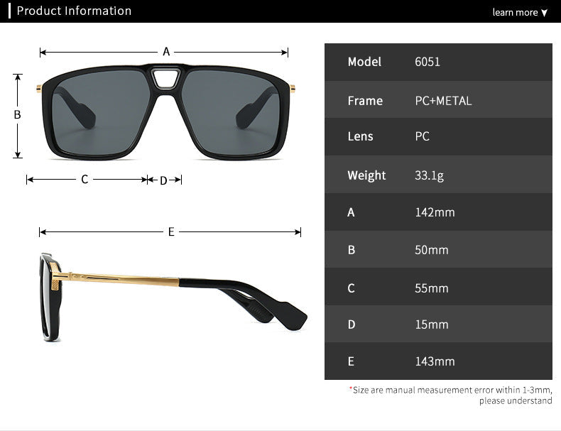 Unisex Retro Sunglasses - Double Square Style My Store 
