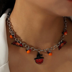 Lips Pumpkin Halloween Necklace - Gold-Plated Pendant with Dripping Oil Finish My Store 